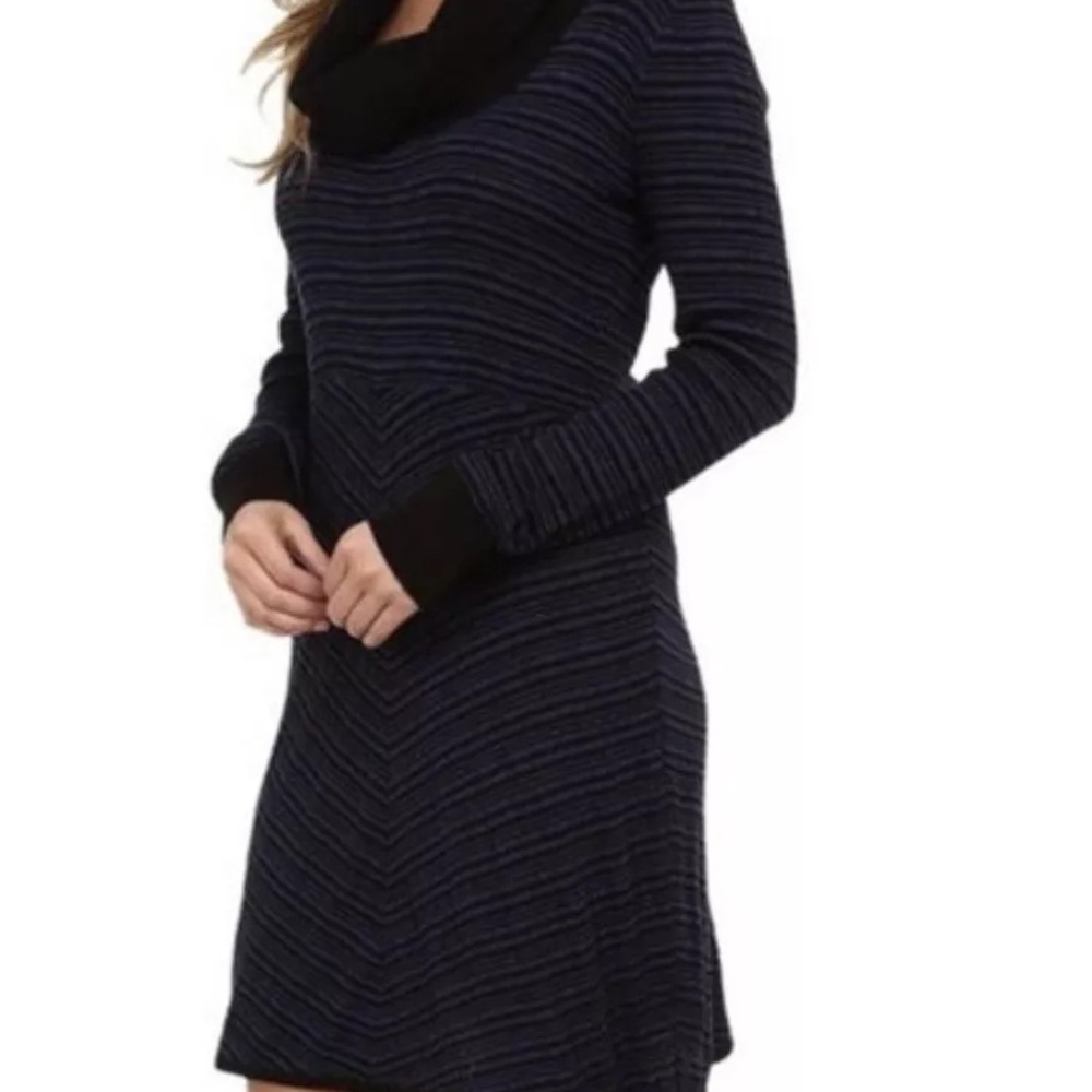 PrAna Women's Monica Sweater Dress Black Twilight Blue Crew Neck Dress Medium